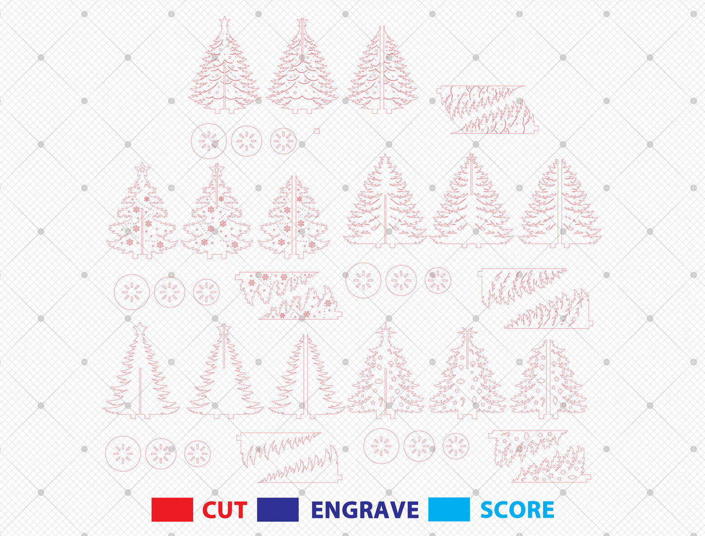 Christmas Tree 3D Tabletop Decor Laser Cut File | Ready to Cut | Glowforge, xTool, LightBurn, etc.