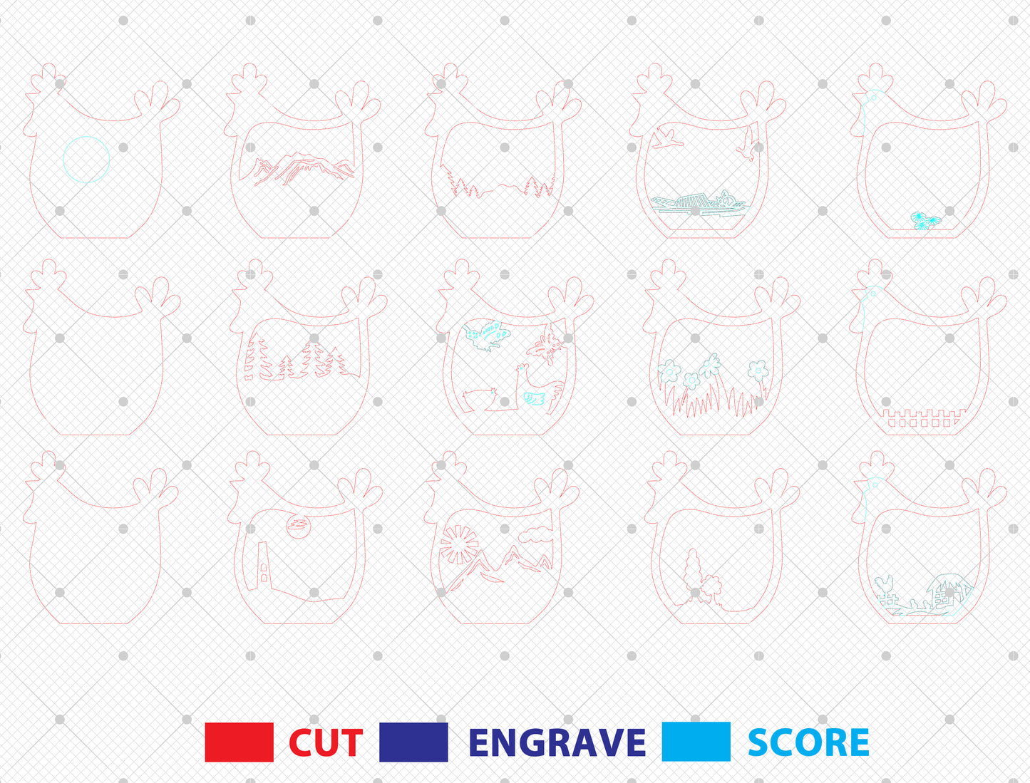 Multilayer Chicken Easter Decor SVG Farm Scene Spring for Glowforge