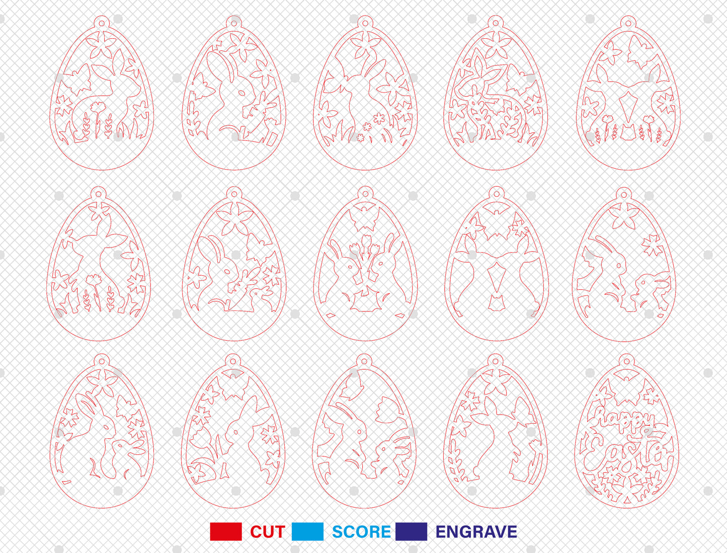 Easter Bunny Earring SVG Bundle Wooden Jewelry 15 Designs for LightBurn