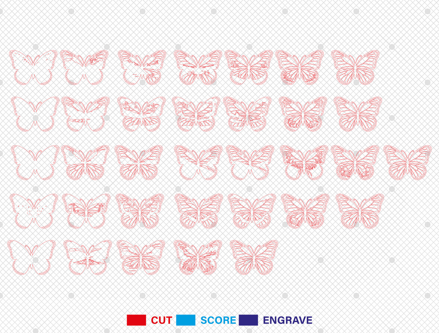 Multilayer Butterfly Landscape SVG Bundle Laser Cut File for Glowforge and xTool