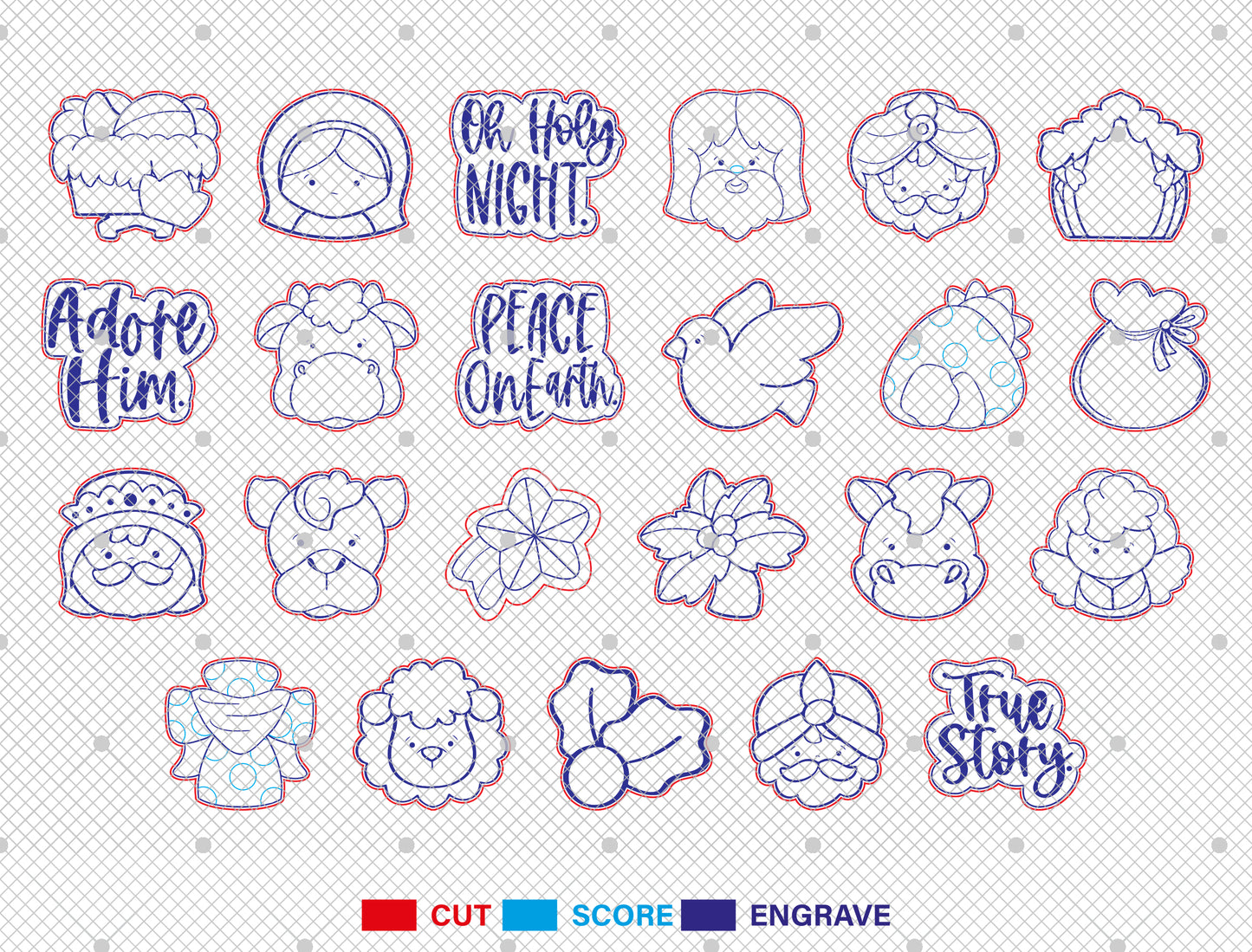 Christian Stud Earrings SVG Bundle Nativity Bible Icons 23 Designs for Glowforge