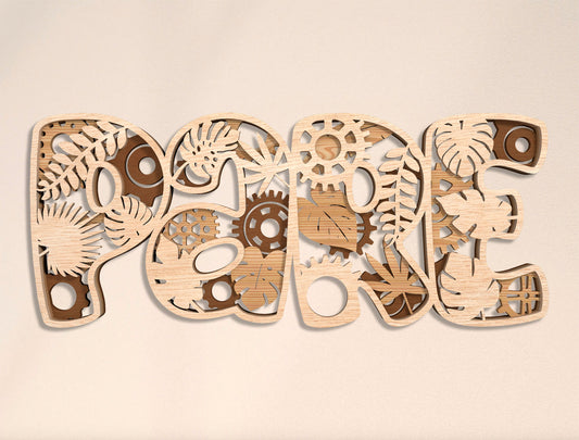 Dad Word Art Laser Cut Bundle | Multilingual Father Typography | Layered Wooden Letter Decor | Glowforge, xTool, LightBurn, etc.