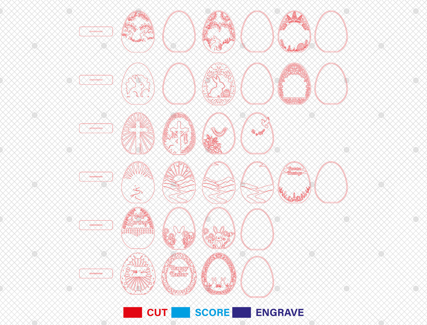 Multilayer Easter Egg Table Decor SVG Bundle 6 Designs for Glowforge and xTool
