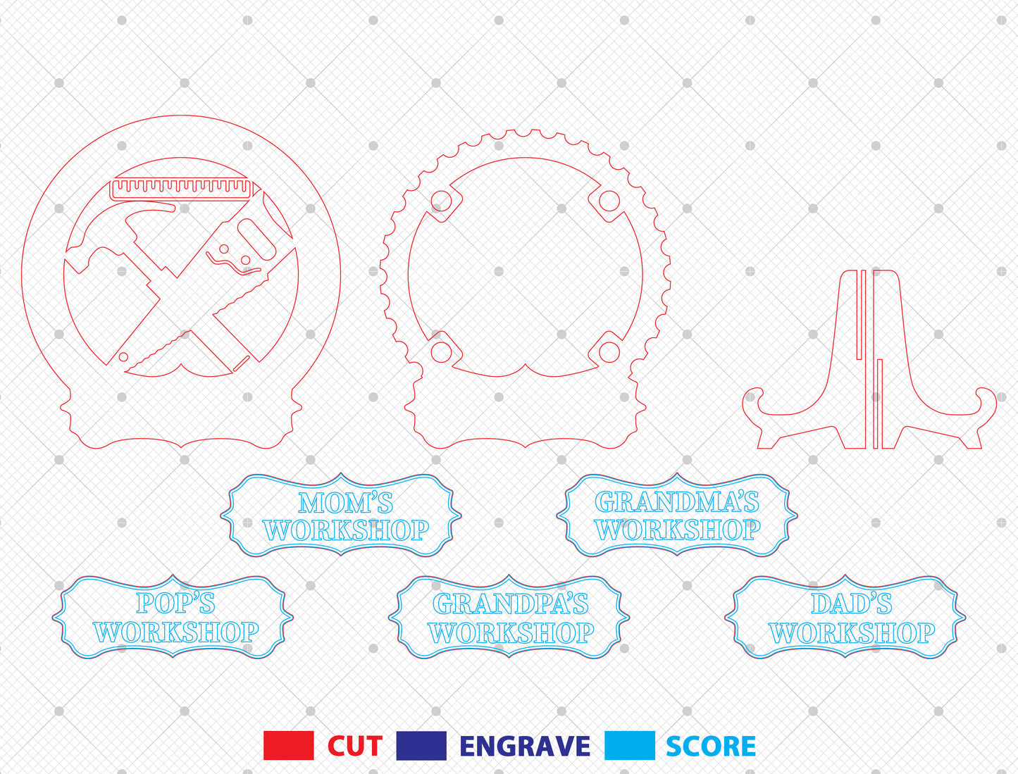 Dad's Workshop Tools Sign SVG Laser Cut File for xTool and Glowforge
