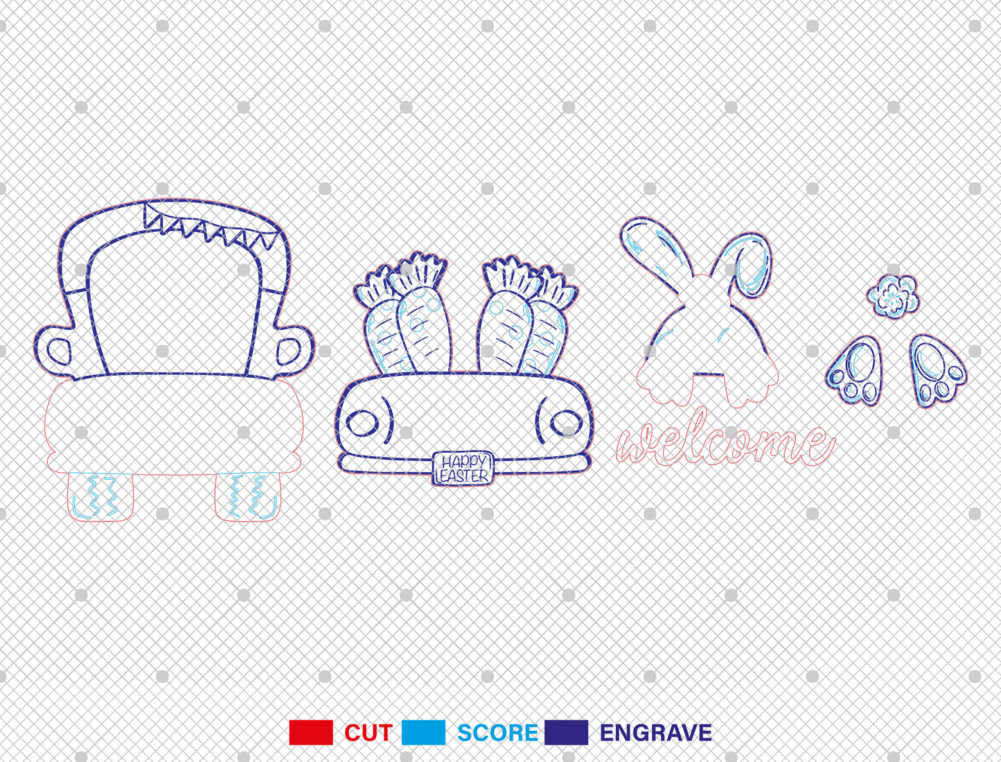 Easter Bunny Truck Door Hanger SVG Bundle Welcome Easter for LightBurn
