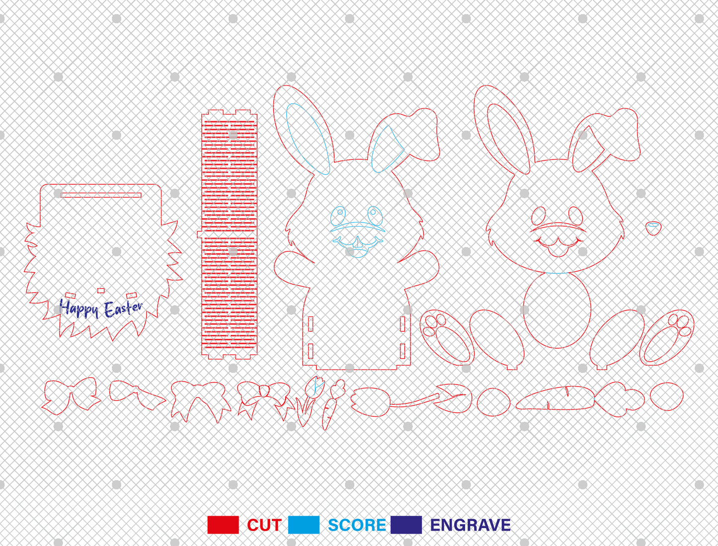 Cute Bunny Egg Holder Stand SVG Easter 4 Designs for Glowforge and xTool
