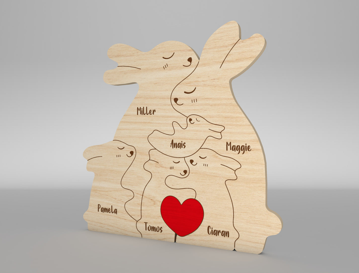 Bunny Family Puzzle Sign SVG for Glowforge and xTool