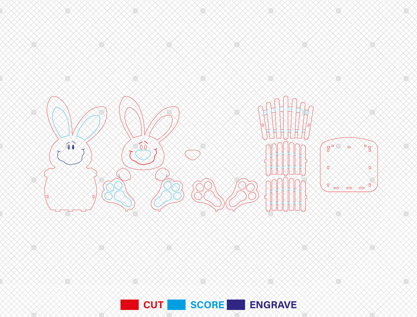 Easter Bunny Basket Holder SVG Bundle Cute Candy for Glowforge and xTool