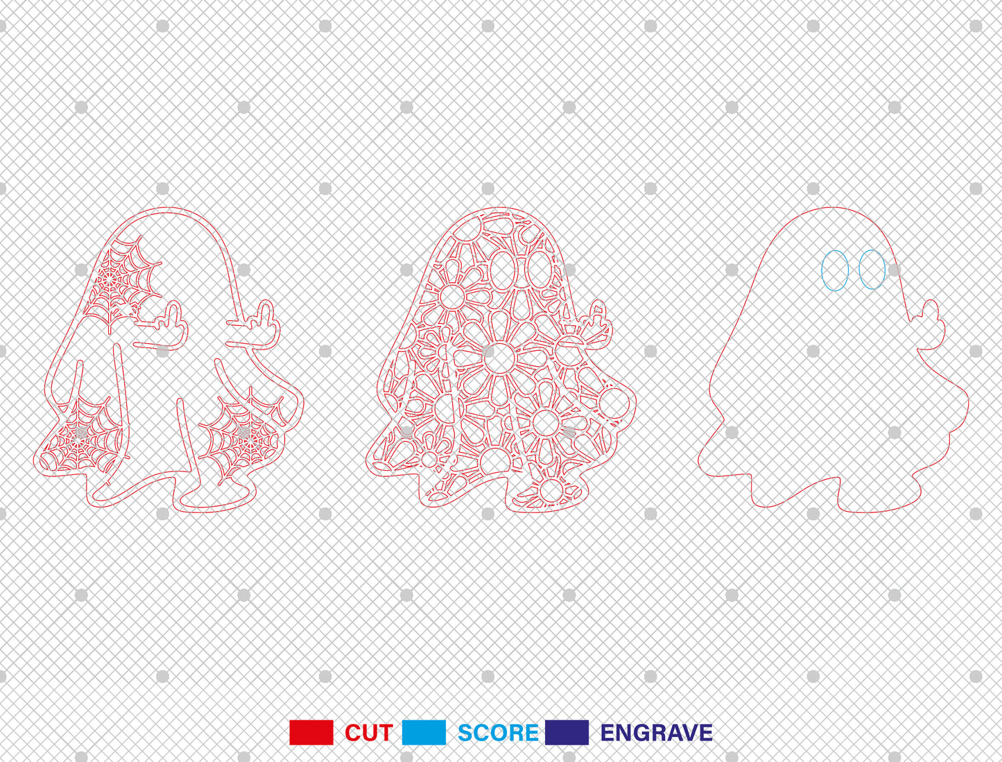 Pumpkin Ghost Multilayer SVG Bundle 3 Designs for xTool LightBurn