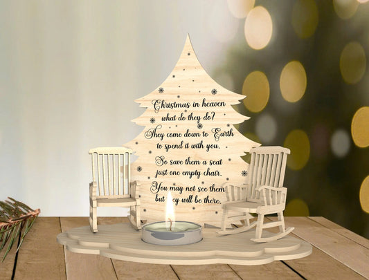 Christmas Memorial Empty Chair Candle Holder Laser Cut File | Ready to Cut | Glowforge, xTool, LightBurn, etc. My Store