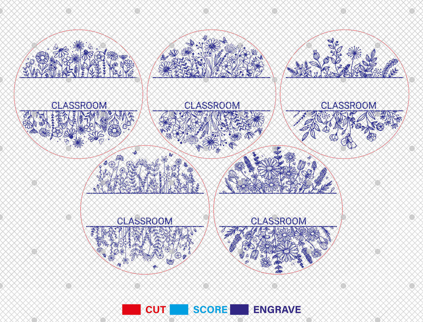 Personalized Floral Classroom Door Sign Laser Cut File SVG for xTool and Glowforge