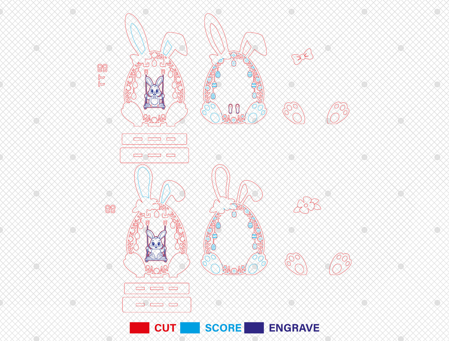 Easter Bunny Swing Set SVG 2 Designs Laser Cut for LightBurn and Glowforge