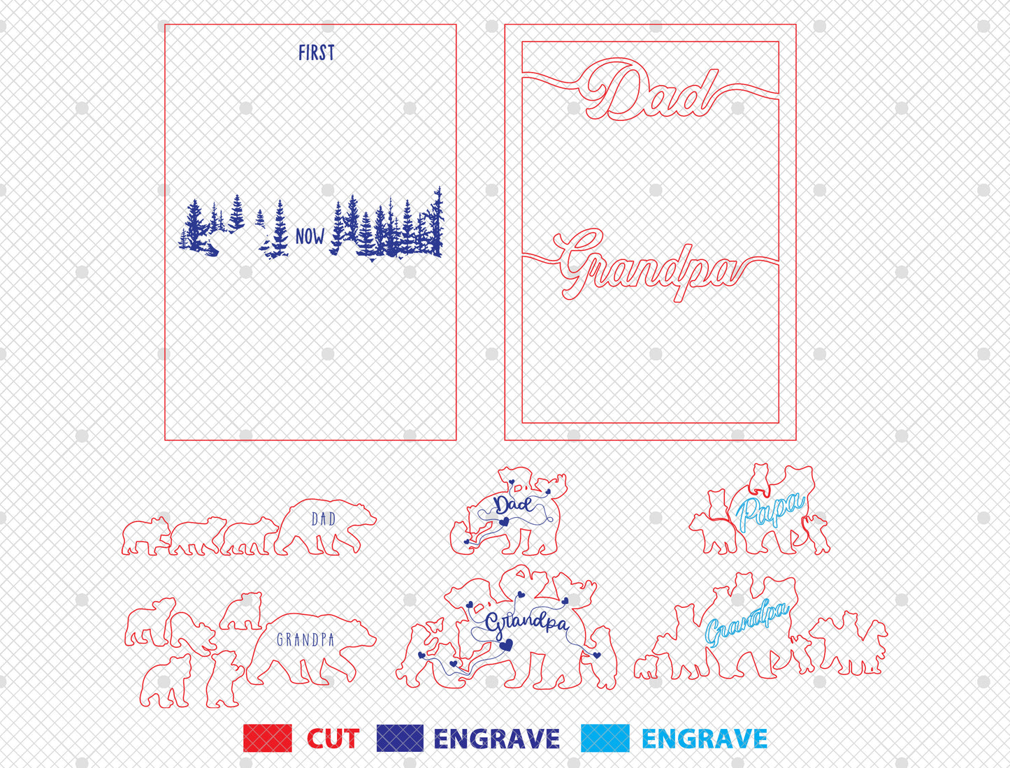 Papa Bear Family Sign SVG Laser Cut File for Glowforge and LightBurn