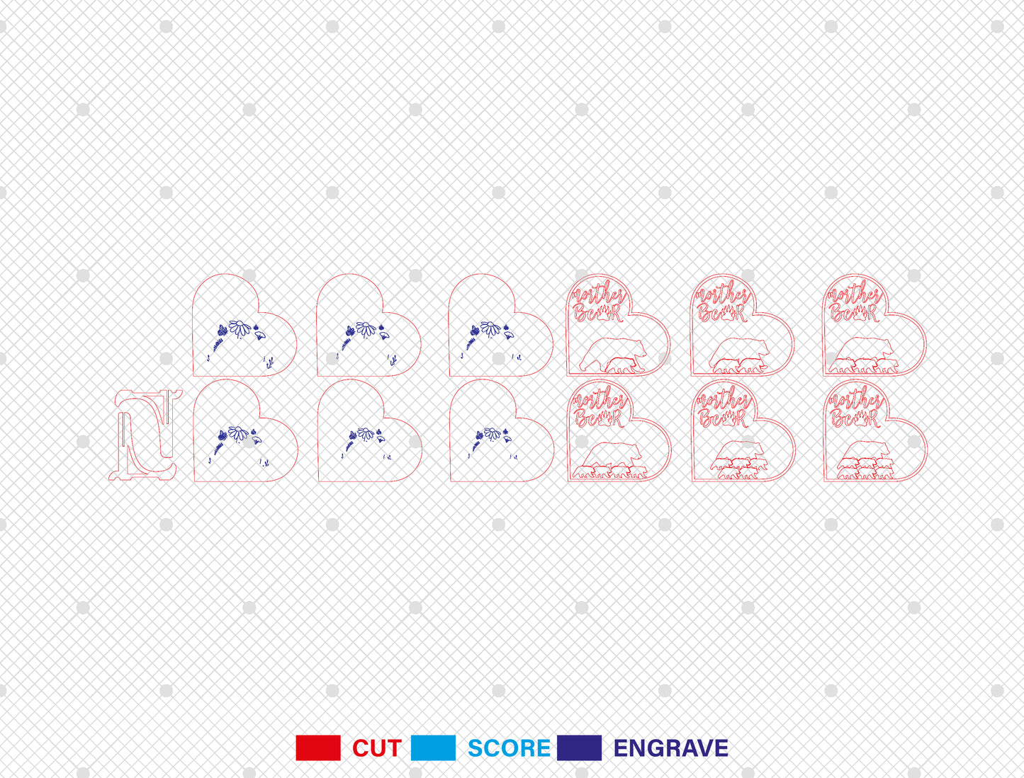 Mom Bear Family Personalized Name Sign SVG for LightBurn and xTool
