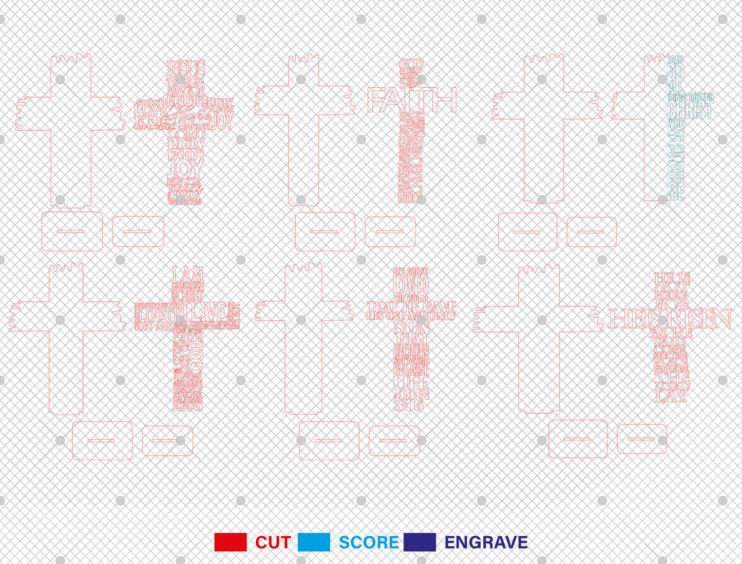 Christian Cross SVG Laser Cut File – Bible Verse Word Art Decor – Glowforge, xTool