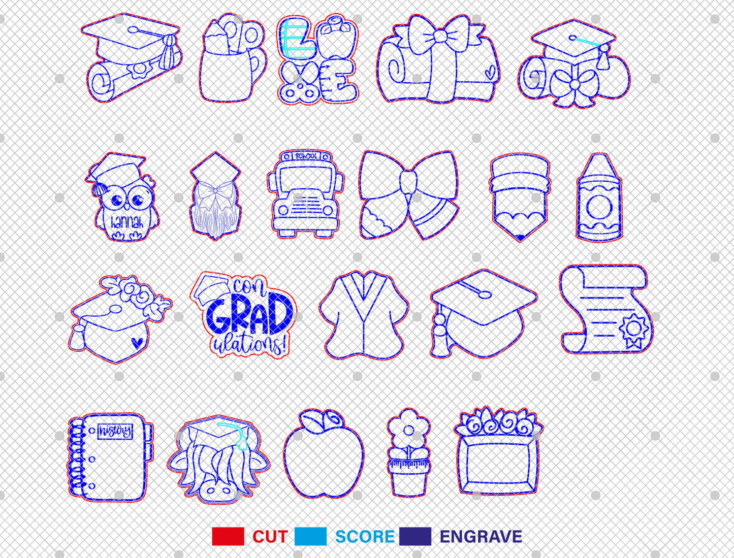 Graduation Stud Earrings SVG Bundle for xTool and LightBurn