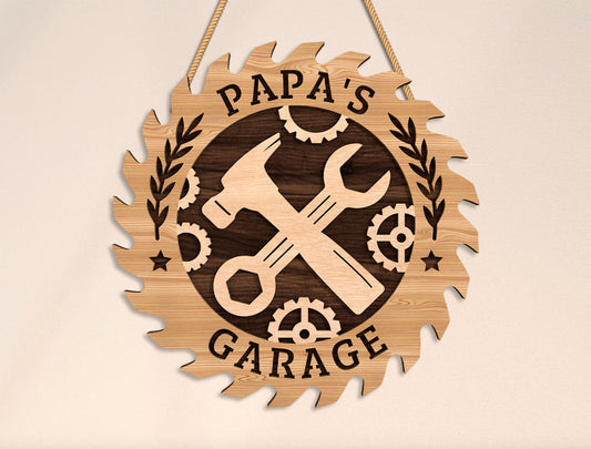 Dad's Garage Workshop Tool Sign SVG Laser Cut File for Glowforge and LightBurn