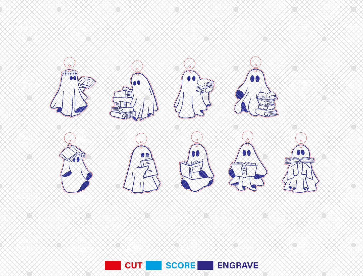 Halloween Ghost Ornament SVG Bundle 9 Designs for Glowforge xTool LightBurn