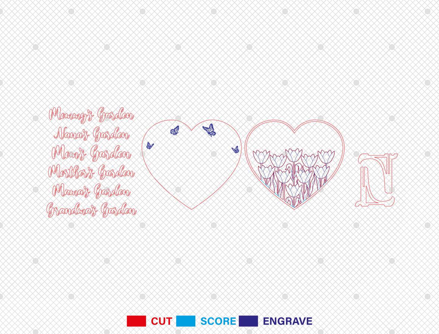 Personalized Flower Heart Family Name Sign SVG for Glowforge and xTool