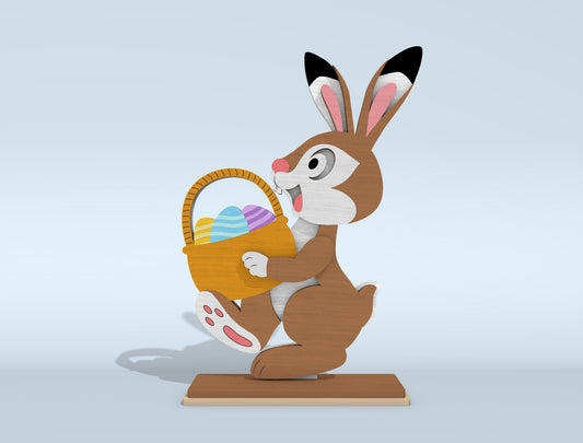 7 Easter Bunny Standee Designs | Cartoon Rabbit & Egg Laser Cut File | Digital Download | Ready to Cut for Glowforge, xTool, LightBurn, etc.