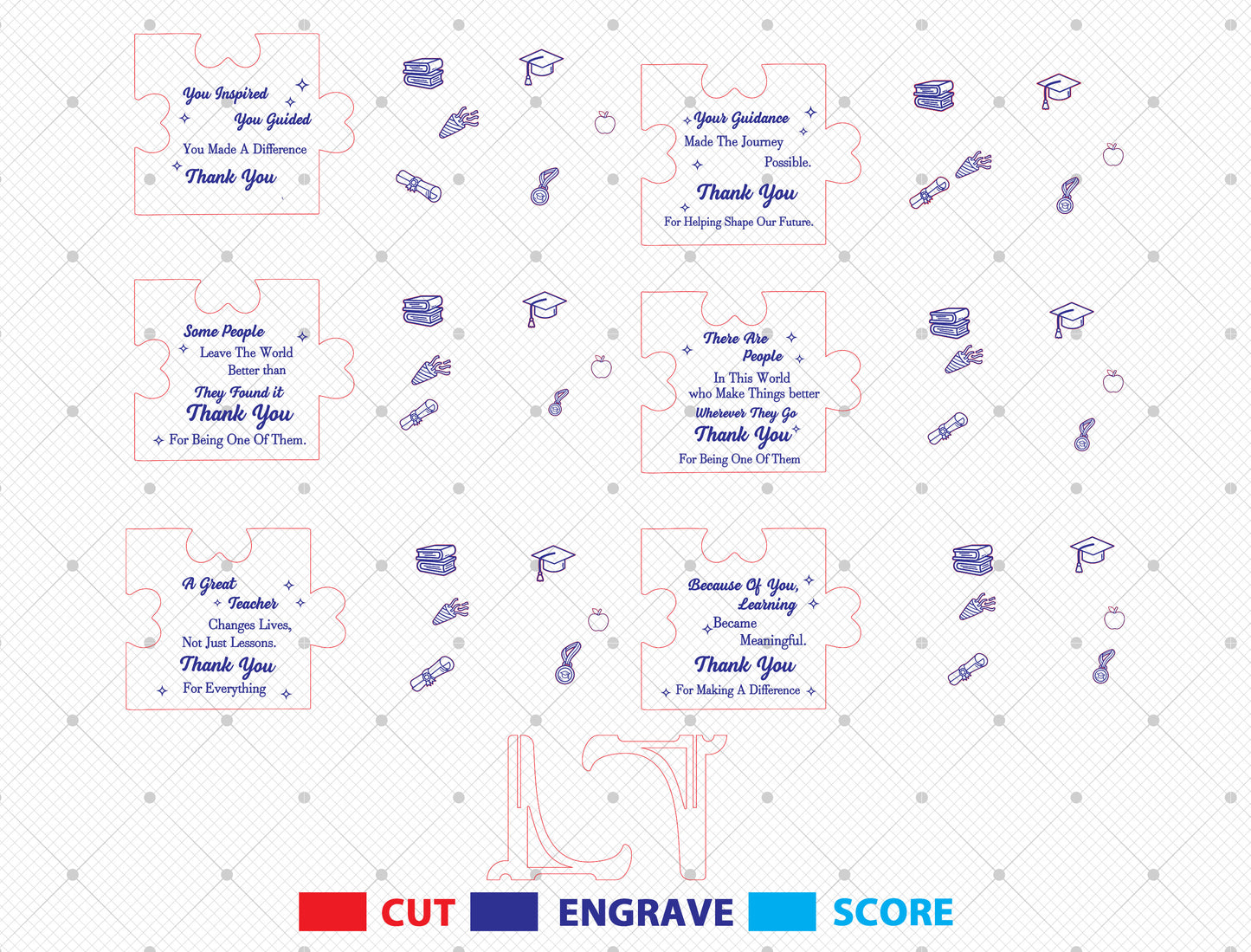 Teacher Thank You Puzzle Sign SVG Laser Cut File for xTool and Glowforge