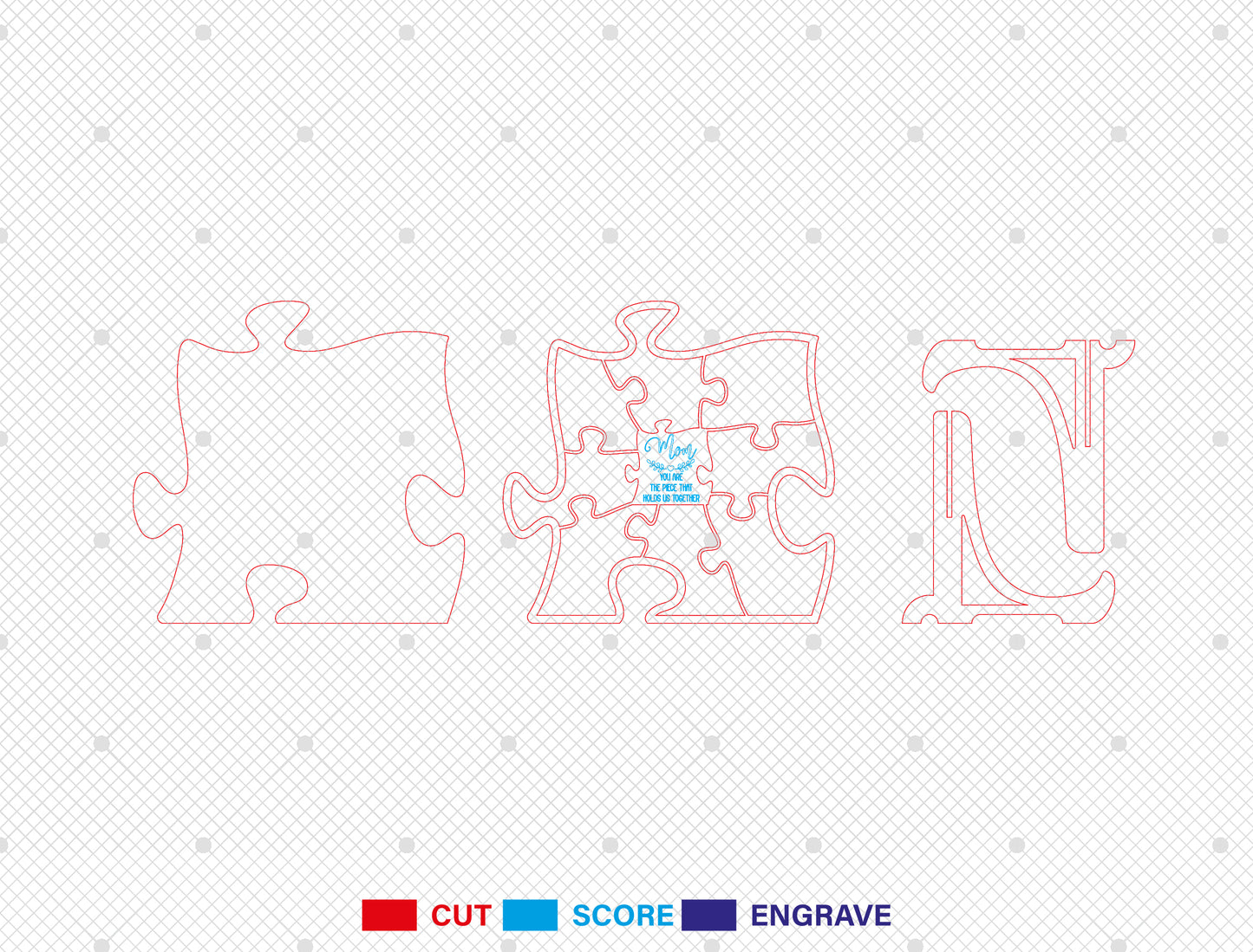 Family Puzzle Name Sign SVG Bundle Personalized for Glowforge and xTool