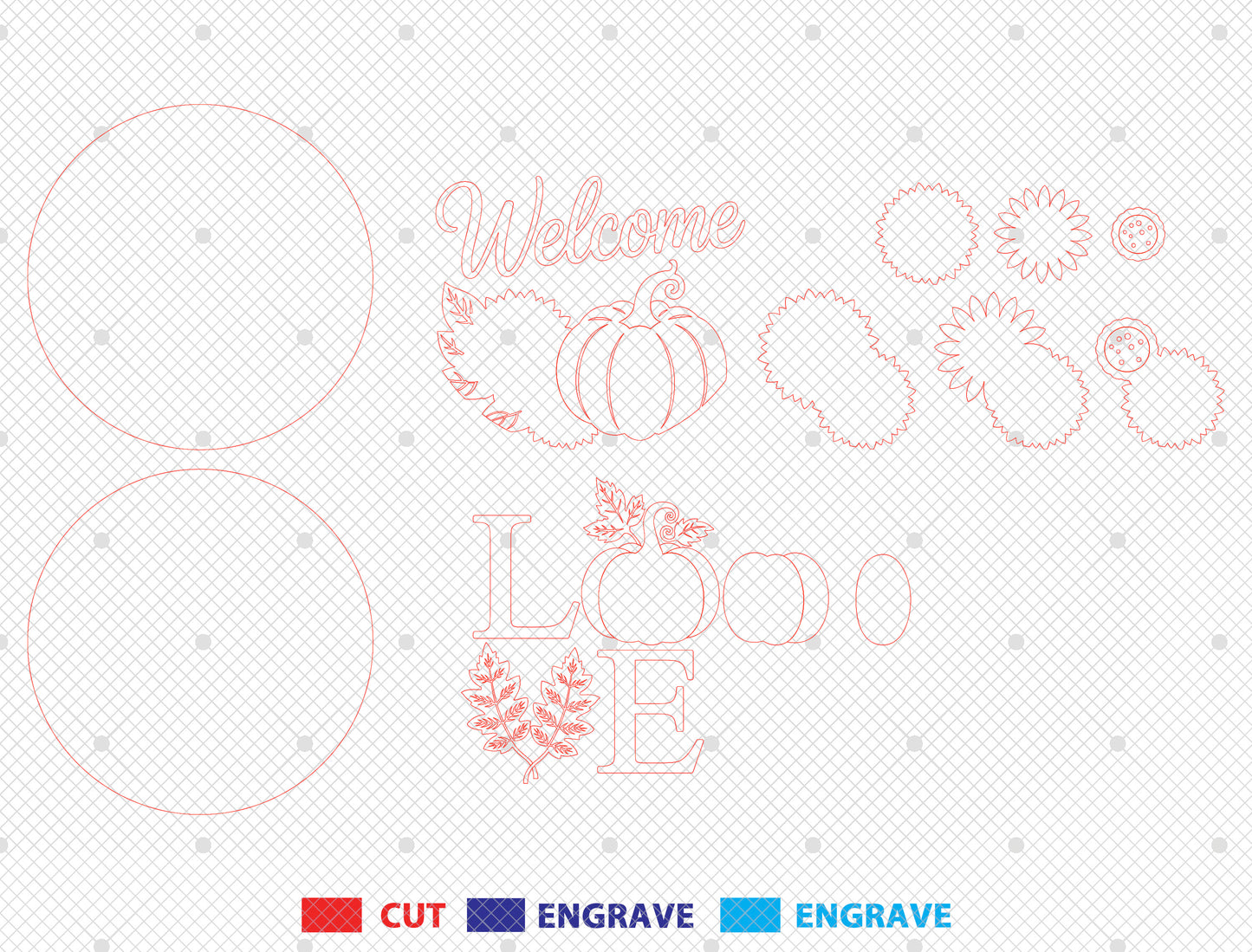 Welcome Sunflower and Love Fall Door Hanger SVG Set for Glowforge xTool LightBurn 2 Designs