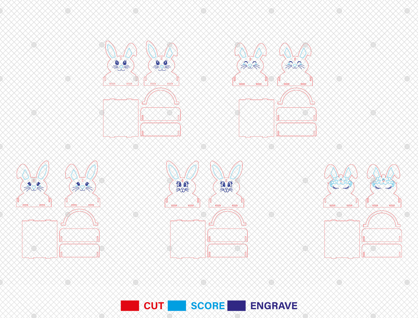 Personalized Easter Bunny Basket SVG Bundle 5 Designs for LightBurn and xTool