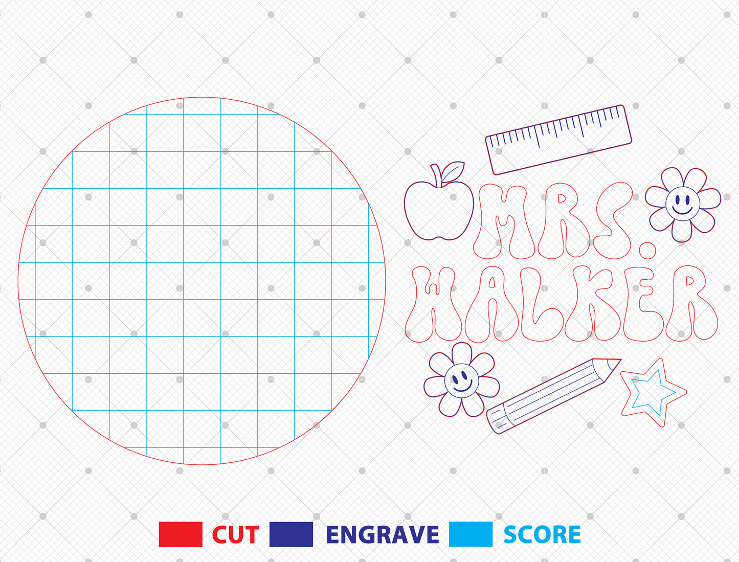 Personalized Gingham Classroom Door Sign SVG Laser Cut File for xTool