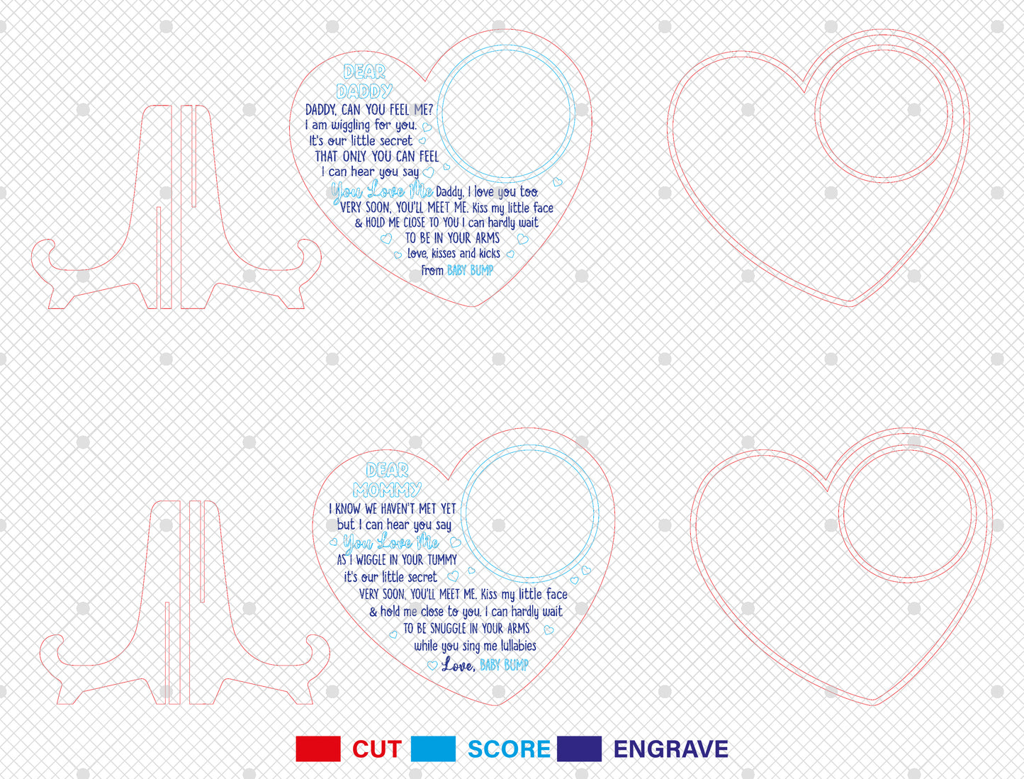 Ultrasound Mom and Dad Heart Sign SVG Bundle for Glowforge