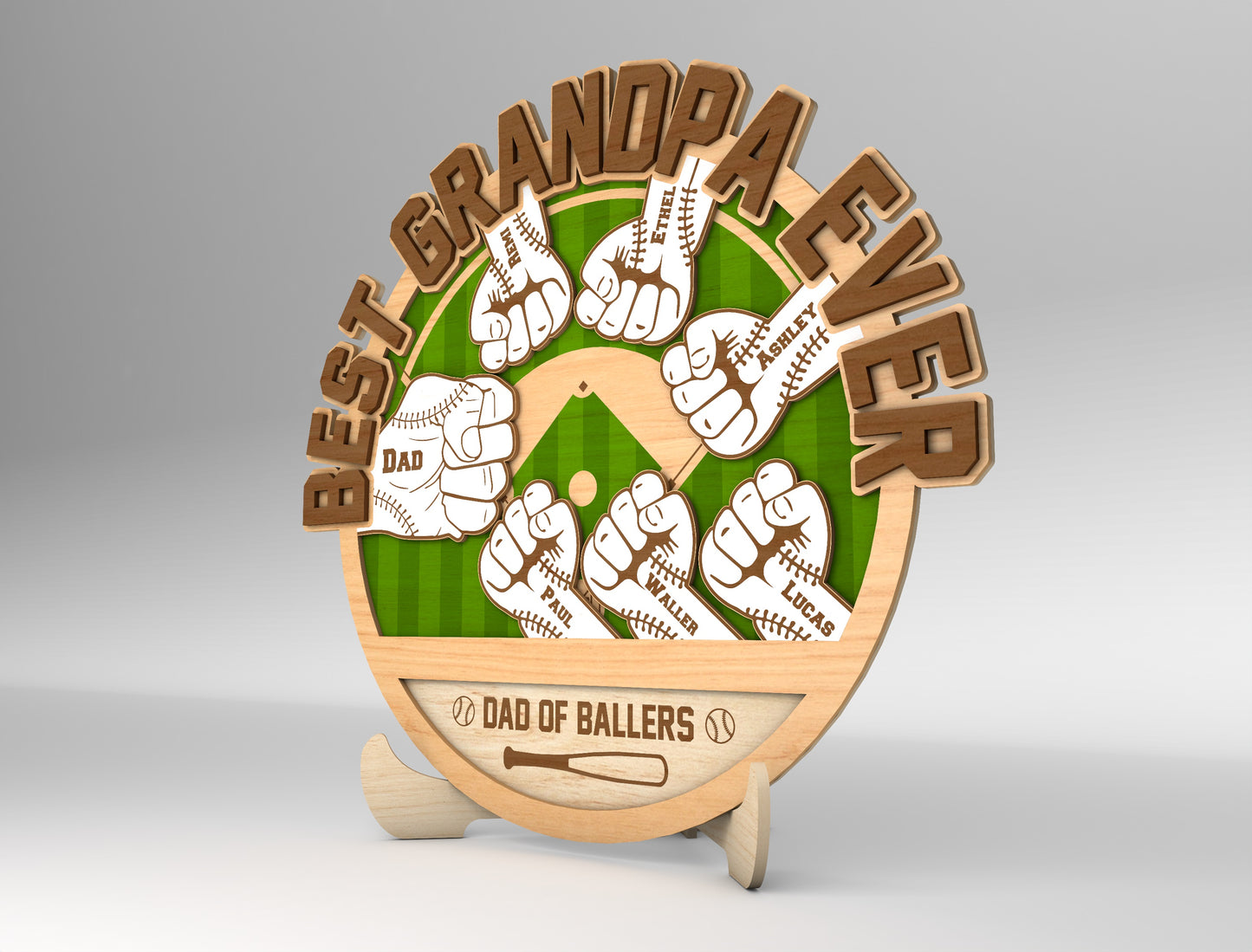 Best Dad Hands Fist Bump Sign SVG Laser Cut File for LightBurn and xTool