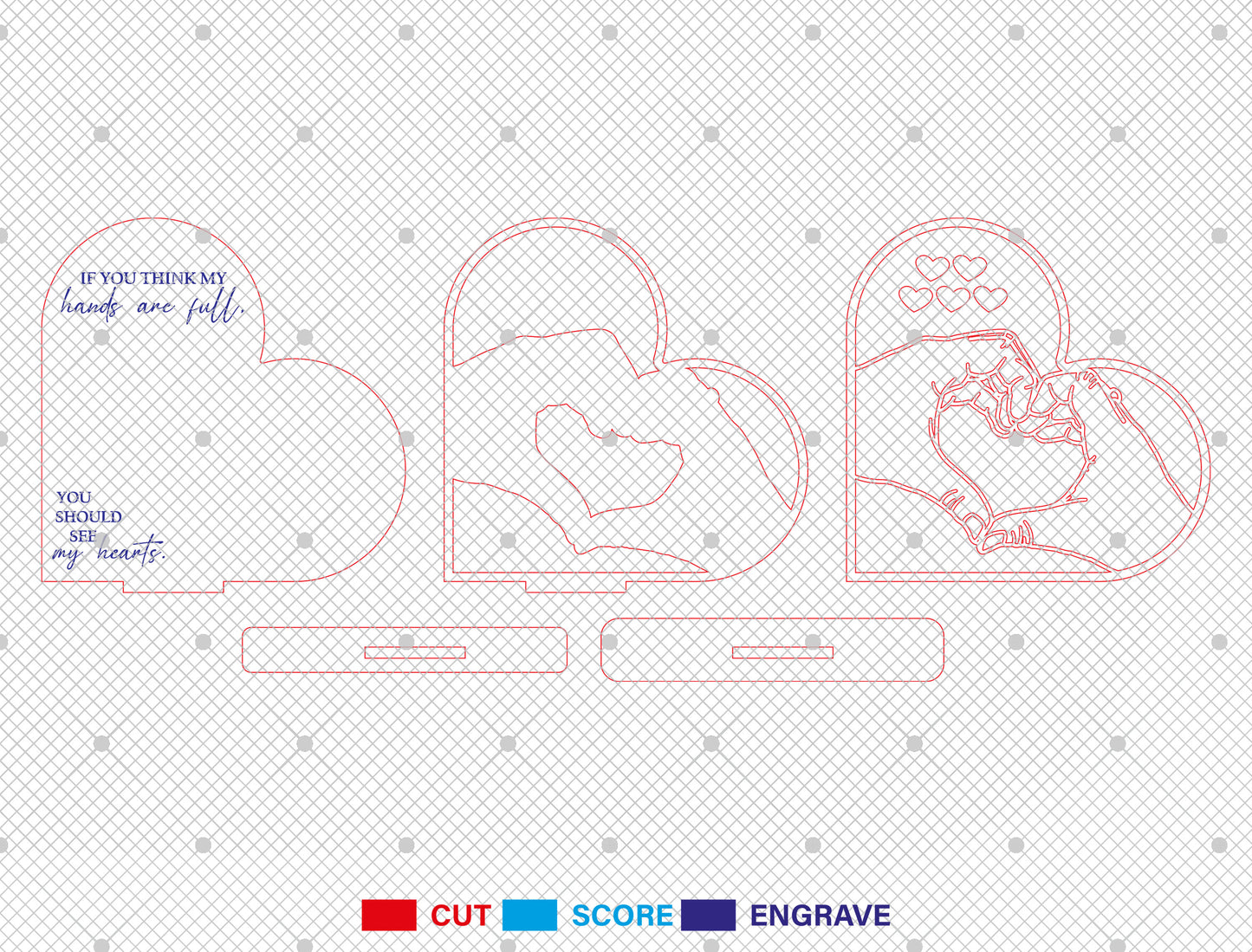 Heart Hands Family Layered SVG Bundle Mom Scene for LightBurn