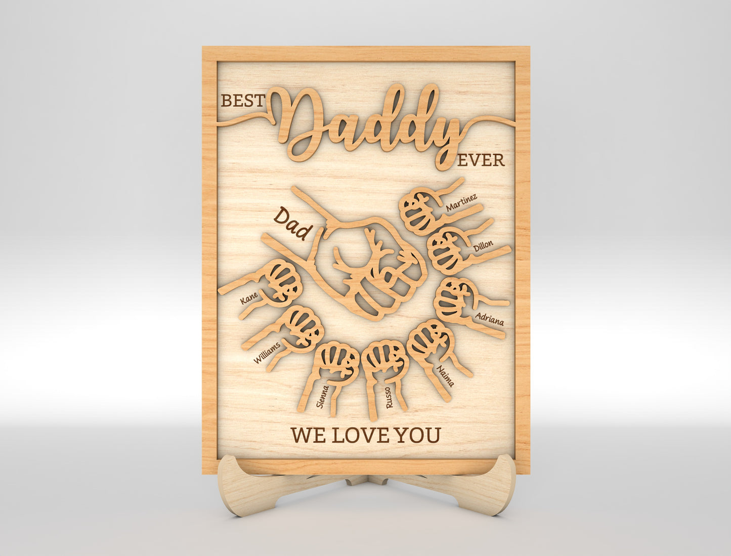 Personalized Dad Hands Multilayer SVG for Glowforge and xTool