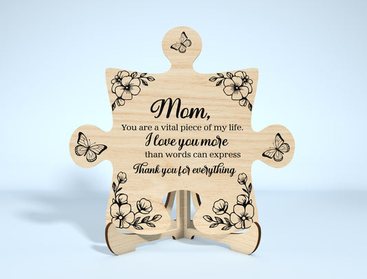 Mom Puzzle Piece Sign SVG Bundle 8 Designs for Glowforge and xTool
