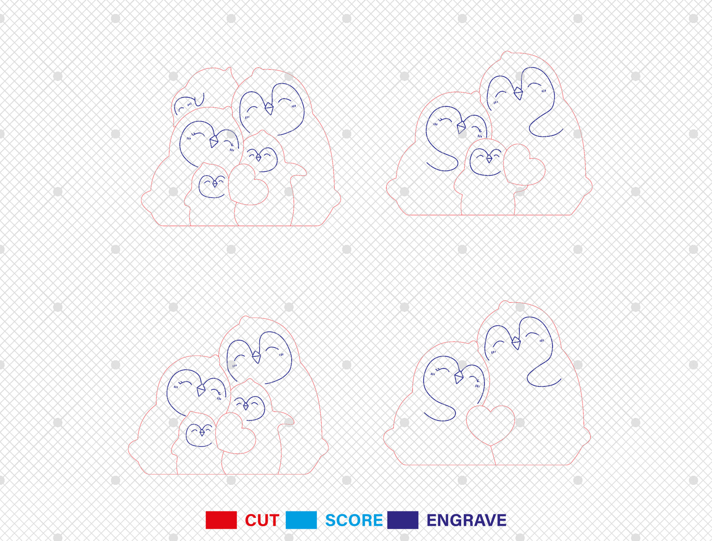 Personalized Penguin Family Puzzle SVG for Glowforge and xTool