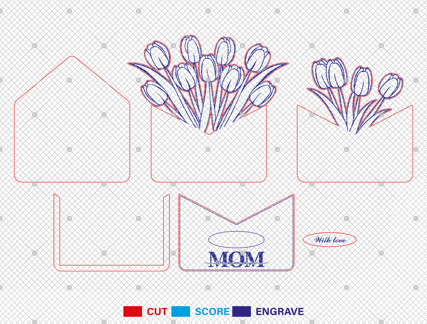 Botanical Floral Gift Card Holder SVG Envelope for LightBurn and xTool