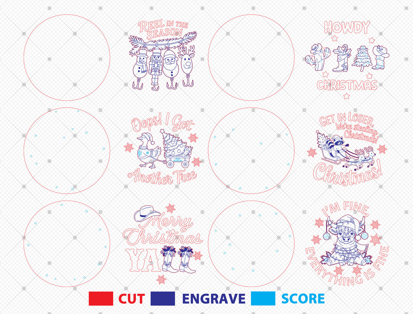 Funny Christmas Round Sign Laser Cut File | Ready to Cut | Glowforge, xTool, LightBurn, etc.