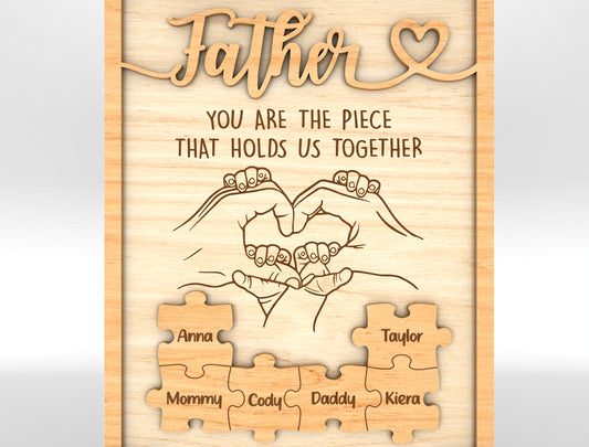 Personalized Dad Puzzle Hands SVG Laser Cut File for Glowforge