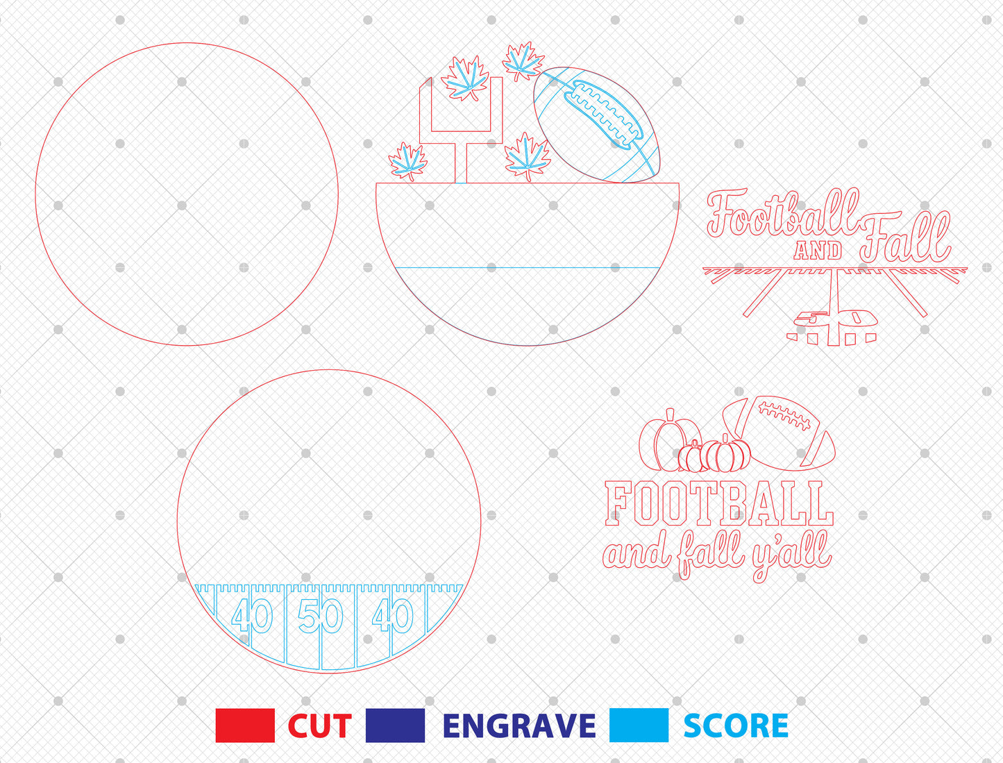 Football and Fall Y'all Door Hanger SVG Set for Glowforge xTool LightBurn | 2 Designs