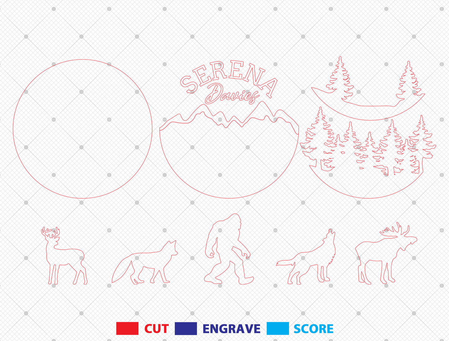 Personalized Forest Animal Name Sign SVG Bundle for xTool and Glowforge