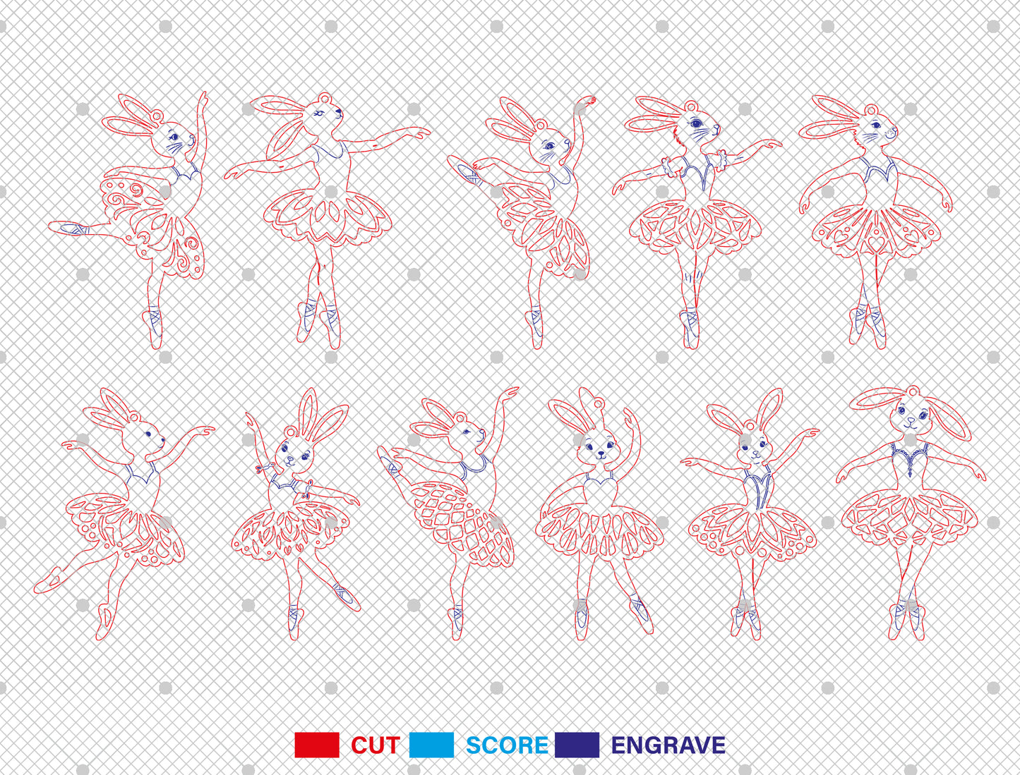Easter Bunny Ballerina Ornament SVG 23 Easter Tree Designs for LightBurn