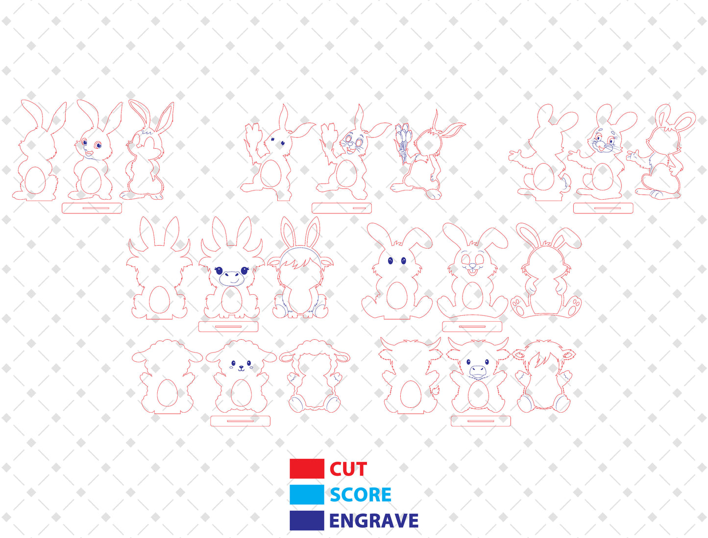 Bunny Egg Holder SVG Bundle Cute Rabbit Easter for LightBurn and xTool