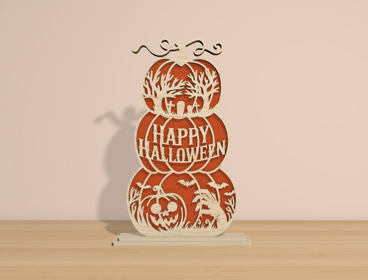 Halloween Pumpkin Stack SVG Laser Cut File for LightBurn and Glowforge