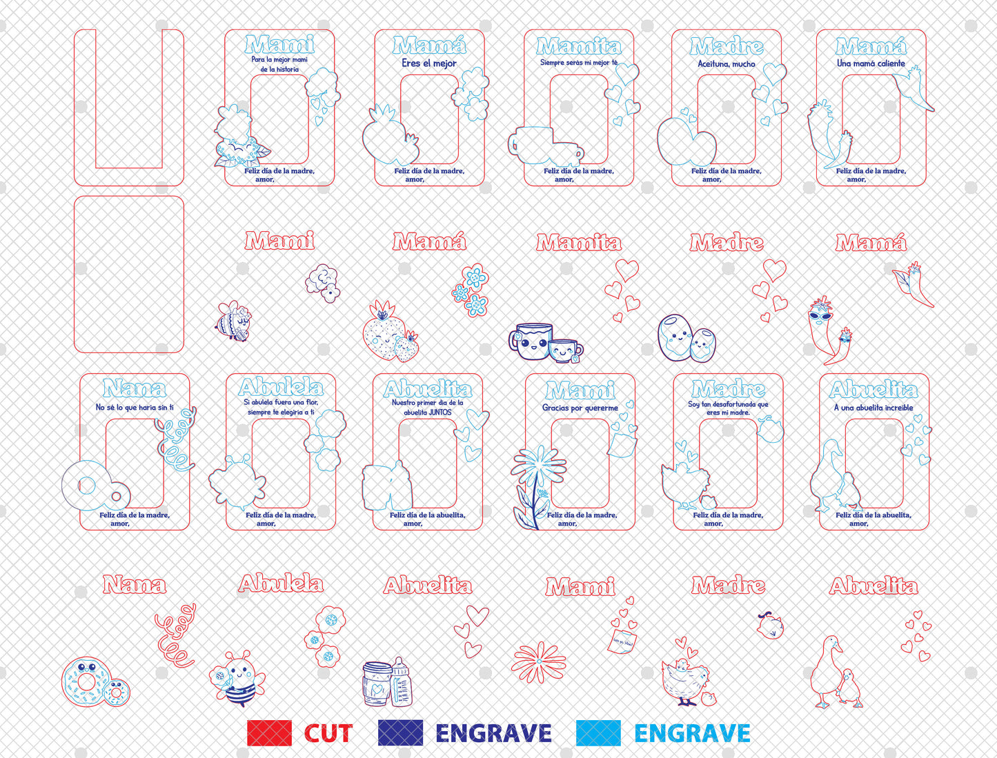 Cute Mama Photo Frame SVG Bundle 11 Designs for LightBurn and xTool