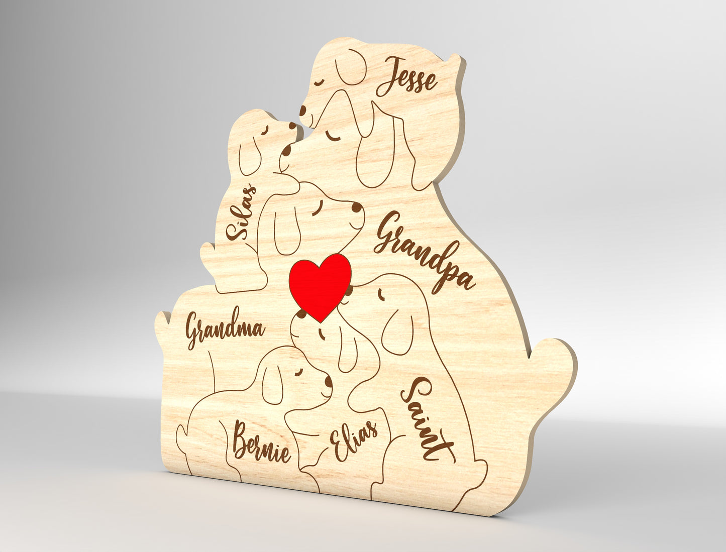 Personalized Dog Family Puzzle Sign SVG for xTool and Glowforge