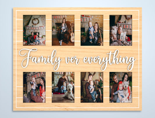 "Family Is Everything" Multi Photo Collage Frame SVG Laser Cut File for Glowforge and xTool