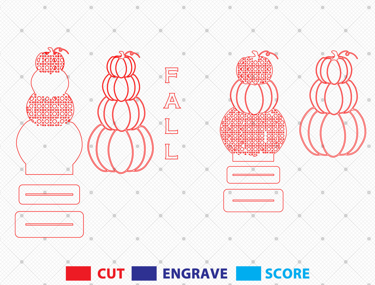 Stacked Pumpkin FALL Lattice SVG Set for Glowforge xTool LightBurn 2 Designs
