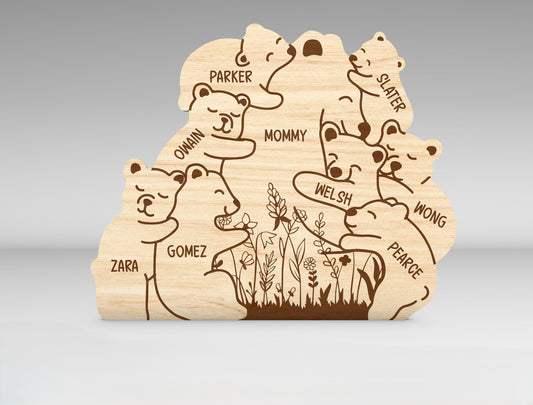 Custom Name Bear Family Tree Sign SVG for xTool and Glowforge