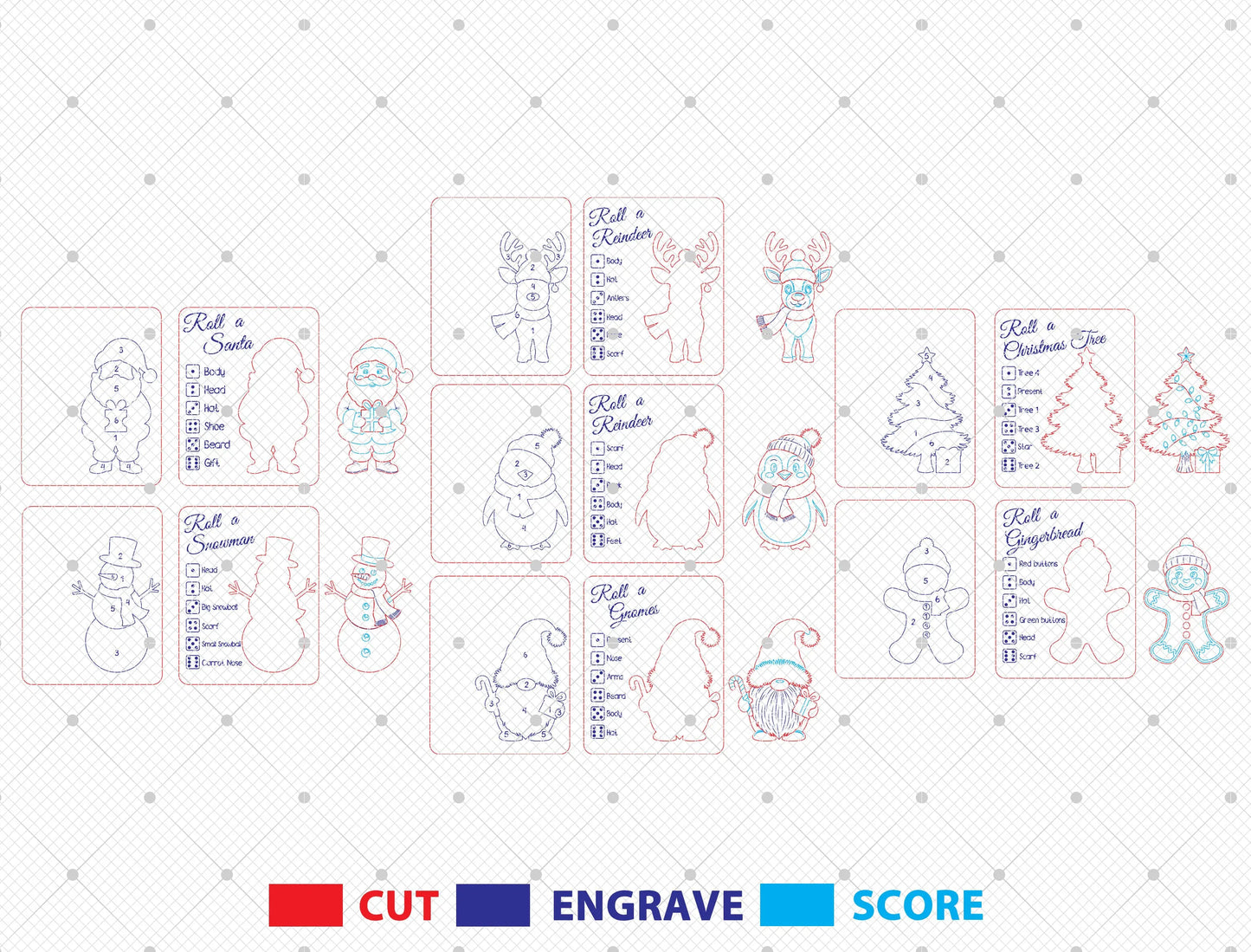 Christmas Roll-a-Game Dice Activity Laser Cut File | Ready to Cut | Glowforge, xTool, LightBurn, etc. My Store