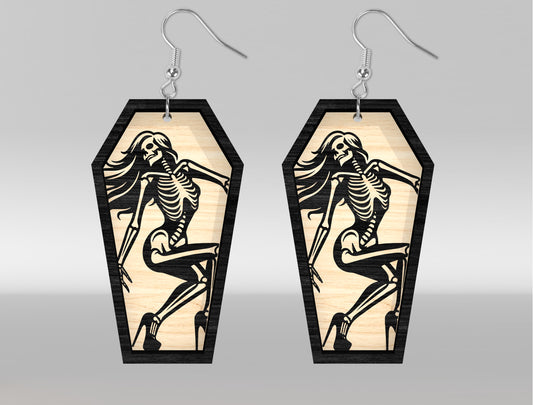 8 Skeleton Coffin Earrings SVG Halloween Laser Cut Bundle for LightBurn